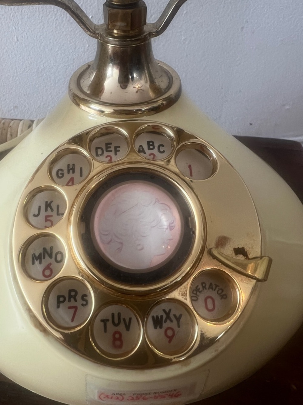 Vintage Cream and Brass Rotary Telephone - Picture 2 of 7